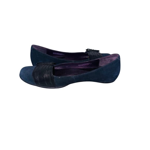 Born Blue Black Suede Leather Ballet Flat Loafter Casual Comfort Shoe Work 8 Bow - Picture 11 of 11